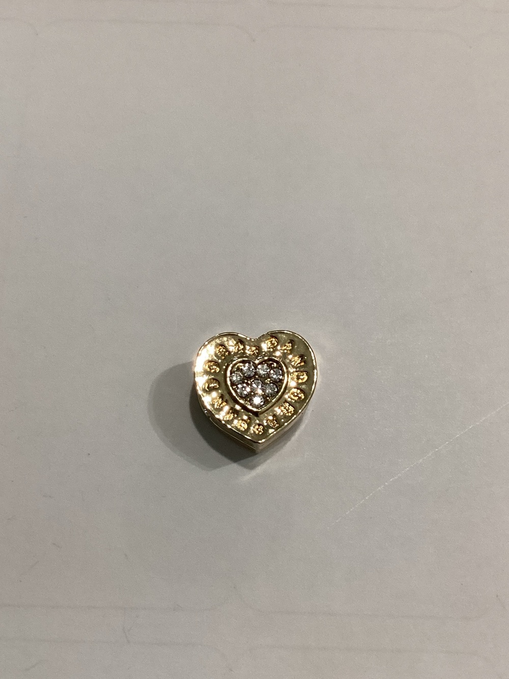 Gold Heart Charm with Clear Crystals - Women Jewelry